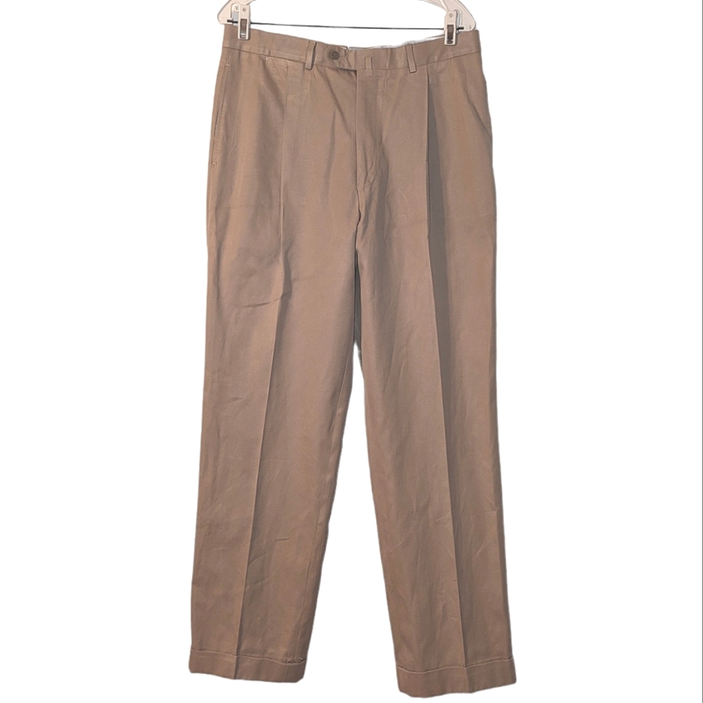 Alfred Dunhill London Cotton Made In Italy Cuffed Khaki Trouser Chino Pants 34
